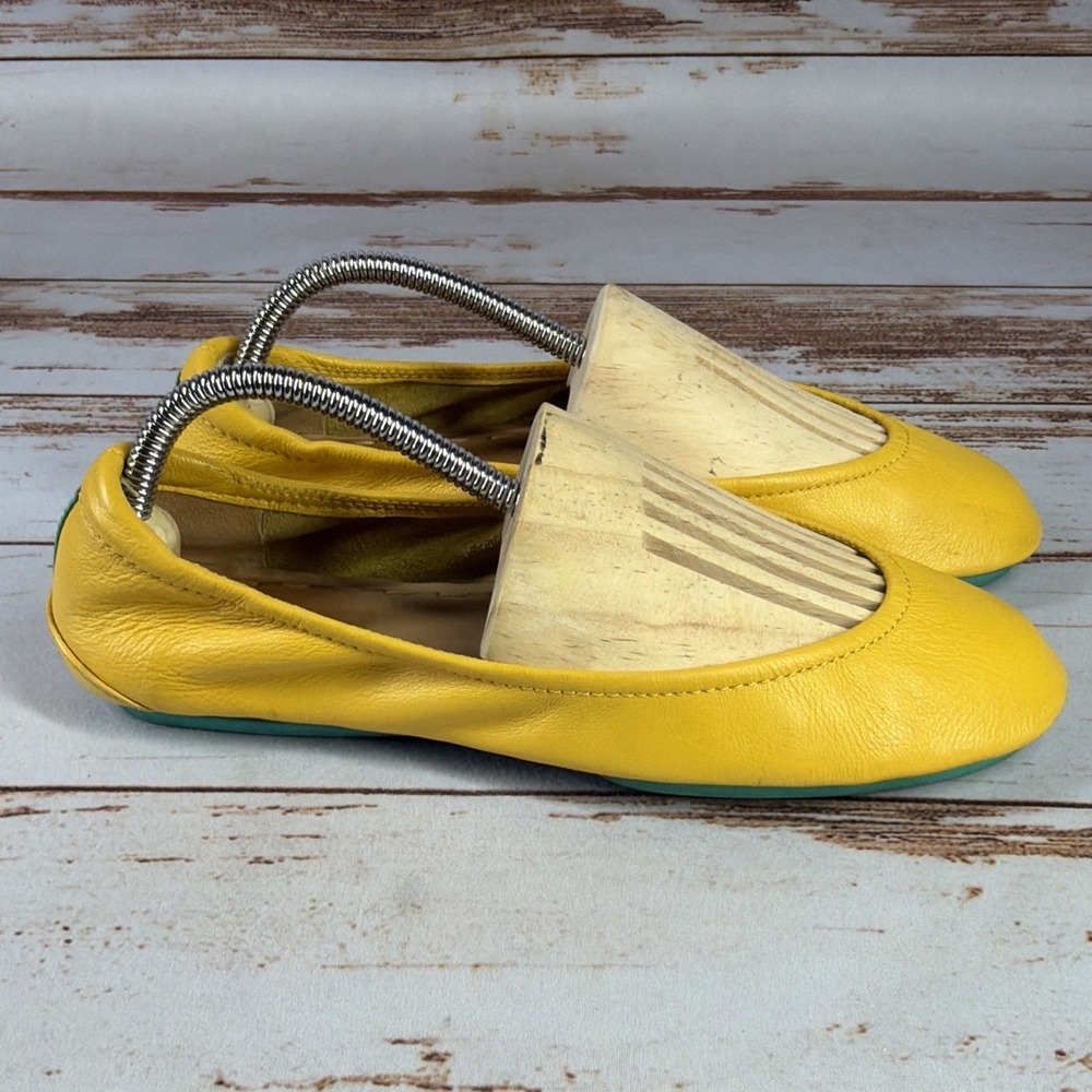 Tieks by Gavrieli Mustard Yellow Leather Ballet Flats Slip On Womens Size 8 Used - Picture 8 of 11
